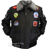 Top Gun G 1 Military Flight Aviator Leather Jacket With Badges - Click Image to Close